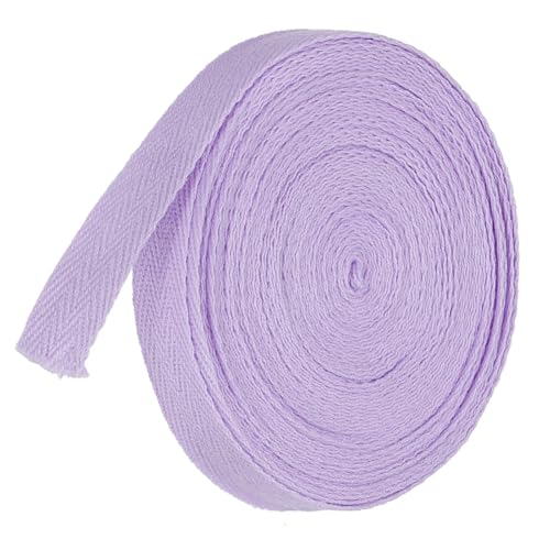 TA-VIGOR Baumwoll-Twillband, 15 mm, 9,1 m, Schrägband, Wimpelband, weiches natürliches Fischgrätenmuster, Gurtband, Rolle zum Nähen, Schneidern, Geschenkverpacken, Basteln, Hellviolett von TA-VIGOR