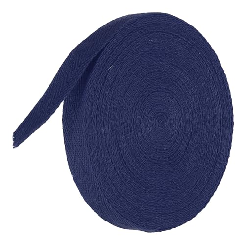 TA-VIGOR Baumwoll-Twillband, 15 mm, 9,1 m, Schrägband, Wimpelband, weiches natürliches Fischgrätenmuster, Gurtband, Rolle zum Nähen, Schneidern, Geschenkverpacken, Basteln, Marineblau von TA-VIGOR