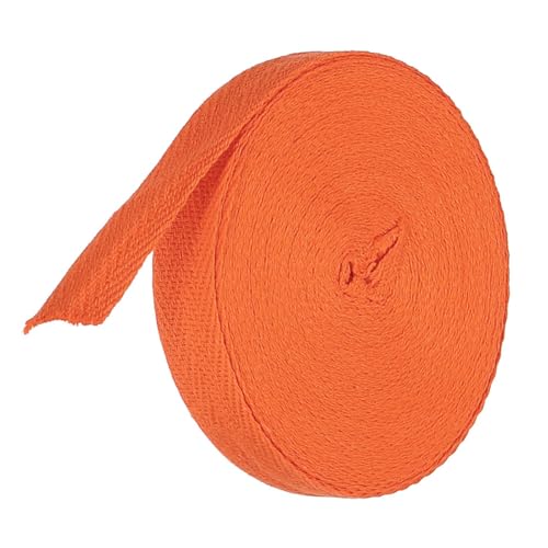 TA-VIGOR Baumwoll-Twillband, 15 mm, 9,1 m, Schrägband, Wimpelband, weiches natürliches Fischgrätenmuster, Gurtband, Rolle zum Nähen, Schneidern, Geschenkverpacken, Basteln, Orange von TA-VIGOR