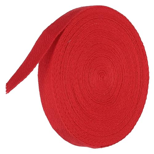 TA-VIGOR Baumwoll-Twillband, 15 mm, 9,1 m, Schrägband, Wimpelband, weiches natürliches Fischgrätenmuster, Gurtband, Rolle zum Nähen, Schneidern, Geschenkverpacken, Basteln, Rot von TA-VIGOR