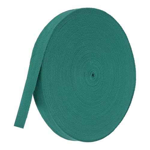 TA-VIGOR Baumwoll-Twillband, 20 mm, 45,7 m, Schrägband, Wimpelband, weiches natürliches Fischgrätenmuster, Gurtband, Rolle zum Nähen, Schneidern, Geschenkverpacken, Basteln, Dunkelgrün von TA-VIGOR