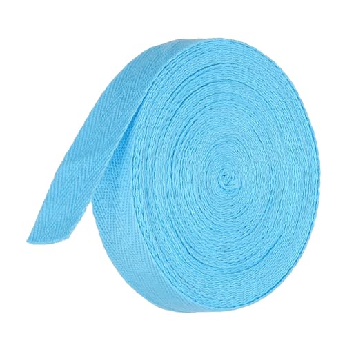 TA-VIGOR Baumwoll-Twillband, 20 mm, 9,1 m, Schrägband, Wimpelband, weiches natürliches Fischgrätenmuster, Gurtband, Rolle zum Nähen, Schneidern, Geschenkverpacken, Basteln, Blau von TA-VIGOR