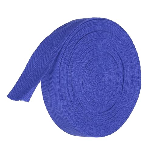 TA-VIGOR Baumwoll-Twillband, 20 mm, 9,1 m, Schrägband, Wimpelband, weiches natürliches Fischgrätenmuster, Gurtband, Rolle zum Nähen, Schneidern, Geschenkverpacken, Basteln, Dunkelblau von TA-VIGOR