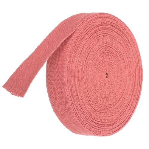TA-VIGOR Baumwoll-Twillband, 20 mm, 9,1 m, Schrägband, Wimpelband, weiches natürliches Fischgrätenmuster, Gurtband, Rolle zum Nähen, Schneidern, Geschenkverpacken, Basteln, Dunkelrosa von TA-VIGOR