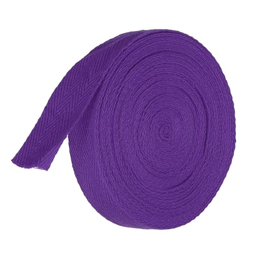 TA-VIGOR Baumwoll-Twillband, 20 mm, 9,1 m, Schrägband, Wimpelband, weiches natürliches Fischgrätenmuster, Gurtband, Rolle zum Nähen, Schneidern, Geschenkverpacken, Basteln, Dunkelviolett von TA-VIGOR