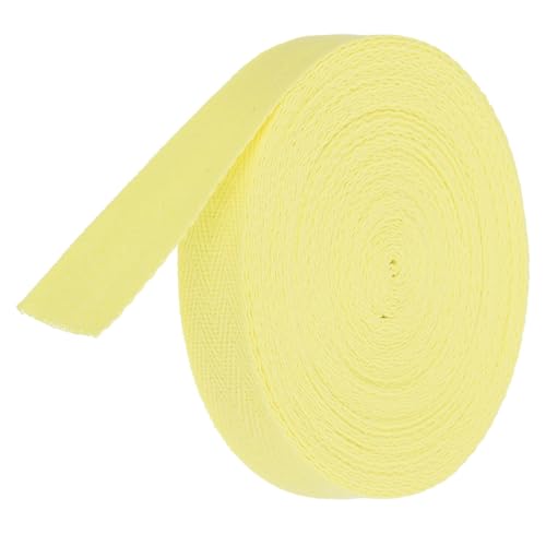 TA-VIGOR Baumwoll-Twillband, 20 mm, 9,1 m, Schrägband, Wimpelband, weiches natürliches Fischgrätenmuster, Gurtband, Rolle zum Nähen, Schneidern, Geschenkverpacken, Basteln, Hellgelb von TA-VIGOR