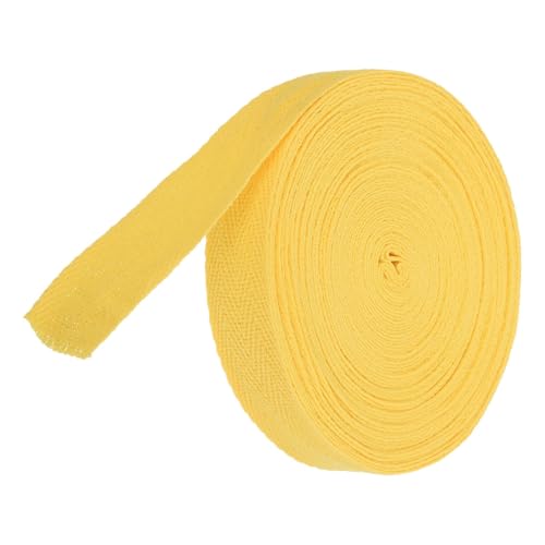 TA-VIGOR Baumwoll-Twillband, 20 mm, 9,1 m, Schrägband, Wimpelband, weiches natürliches Fischgrätenmuster, Gurtband, Rolle zum Nähen, Schneidern, Geschenkverpacken, Basteln, Hellgelb von TA-VIGOR