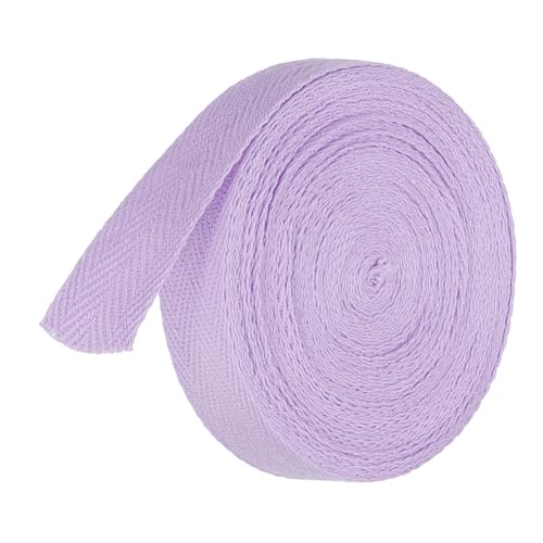 TA-VIGOR Baumwoll-Twillband, 20 mm, 9,1 m, Schrägband, Wimpelband, weiches natürliches Fischgrätenmuster, Gurtband, Rolle zum Nähen, Schneidern, Geschenkverpacken, Basteln, Hellviolett von TA-VIGOR