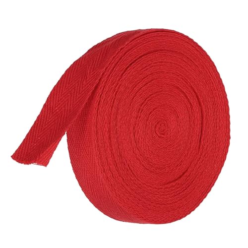 TA-VIGOR Baumwoll-Twillband, 20 mm, 9,1 m, Schrägband, Wimpelband, weiches natürliches Fischgrätenmuster, Gurtband, Rolle zum Nähen, Schneidern, Geschenkverpacken, Basteln, Rot von TA-VIGOR