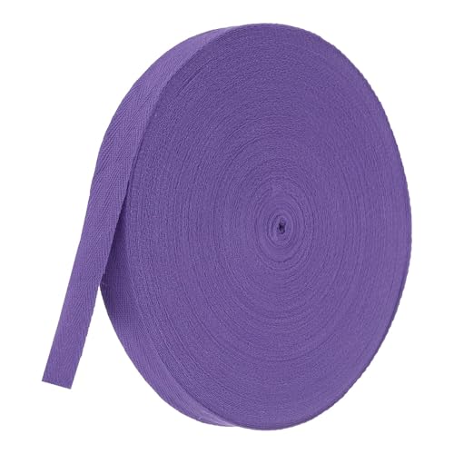 TA-VIGOR Baumwoll-Twillband, 25 mm, 45,7 m, Schrägband, Wimpelband, weiches natürliches Fischgrätenmuster, Gurtband, Rolle zum Nähen, Schneidern, Geschenkverpacken, Basteln, Dunkelviolett von TA-VIGOR