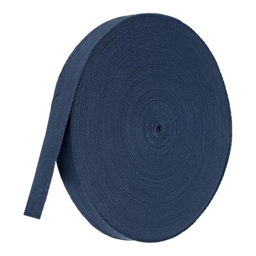 TA-VIGOR Baumwoll-Twillband, 25 mm, 45,7 m, Schrägband, Wimpelband, weiches natürliches Fischgrätenmuster, Gurtband, Rolle zum Nähen, Schneidern, Geschenkverpacken, Basteln, Marineblau von TA-VIGOR