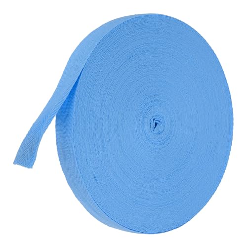 TA-VIGOR Baumwoll-Twillband, 25 mm, 45,7 m, Schrägband, Wimpelband, weiches natürliches Fischgrätenmuster, Gurtband, Rolle zum Nähen, Schneidern, Geschenkverpacken, Basteln, Meerblau von TA-VIGOR
