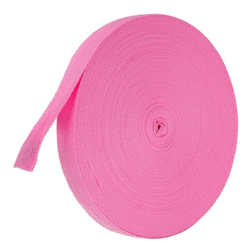 TA-VIGOR Baumwoll-Twillband, 25 mm, 45,7 m, Schrägband, Wimpelband, weiches natürliches Fischgrätenmuster, Gurtband, Rolle zum Nähen, Schneidern, Geschenkverpacken, Basteln, Rosenrot von TA-VIGOR