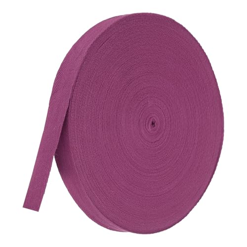 TA-VIGOR Baumwoll-Twillband, 25 mm, 45,7 m, Schrägband, Wimpelband, weiches natürliches Fischgrätenmuster, Gurtband, Rolle zum Nähen, Schneidern, Geschenkverpacken, Basteln, Violett von TA-VIGOR