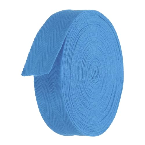 TA-VIGOR Baumwoll-Twillband, 25 mm, 9,1 m, Schrägband, Wimpelband, weiches natürliches Fischgrätenmuster, Gurtband, Rolle zum Nähen, Schneidern, Geschenkverpacken, Basteln, Meerblau von TA-VIGOR