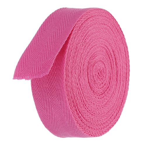 TA-VIGOR Baumwoll-Twillband, 25 mm, 9,1 m, Schrägband, Wimpelband, weiches natürliches Fischgrätenmuster, Gurtband, Rolle zum Nähen, Schneidern, Geschenkverpacken, Basteln, Rosenrot von TA-VIGOR