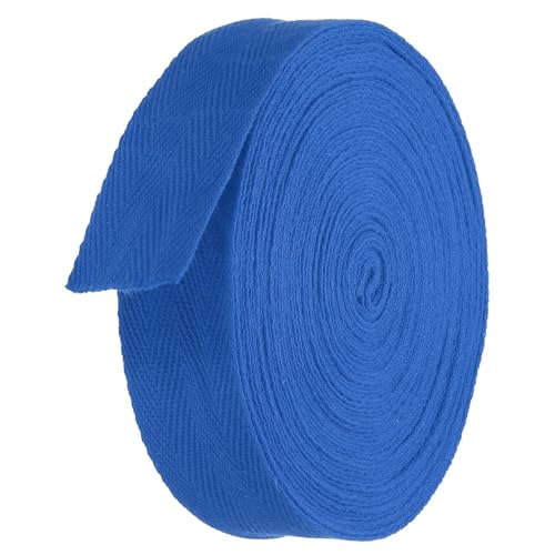 TA-VIGOR Baumwoll-Twillband, 25 mm, 9,1 m, Schrägband, Wimpelband, weiches natürliches Fischgrätenmuster, Gurtband, Rolle zum Nähen, Schneidern, Geschenkverpacken, Basteln, Saphirblau von TA-VIGOR