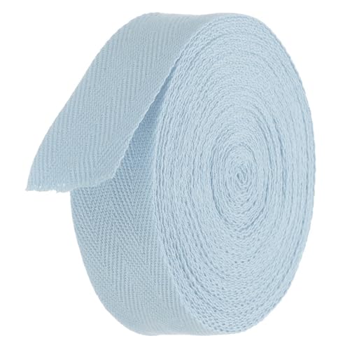 TA-VIGOR Baumwoll-Twillband, 25 mm, 9,1 m, Schrägband, Wimpelband, weiches natürliches Fischgrätenmuster, Gurtband, Rolle zum Nähen, Schneidern, Geschenkverpacken, Basteln, Seeblau von TA-VIGOR