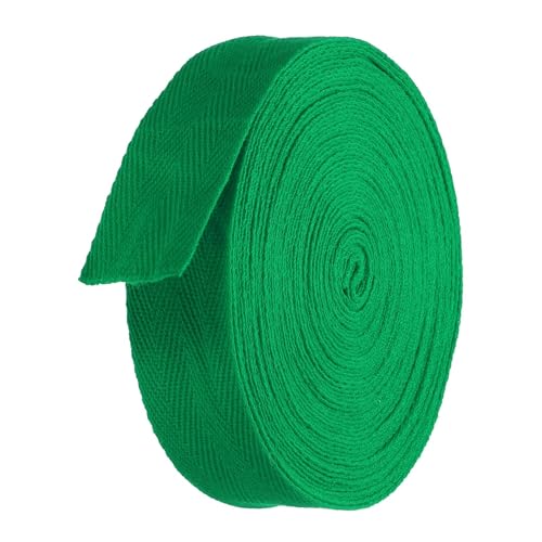 TA-VIGOR Baumwoll-Twillband, 30 mm, 9,1 m, Schrägband, Wimpelband, weiches natürliches Fischgrätenmuster, Gurtband, Rolle zum Nähen, Schneidern, Geschenkverpacken, Basteln, Grün von TA-VIGOR