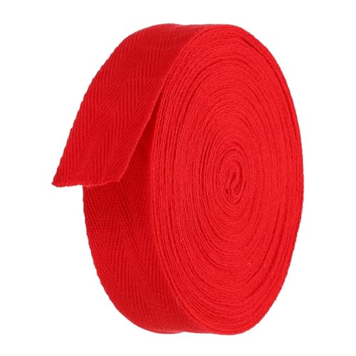 TA-VIGOR Baumwoll-Twillband, 30 mm, 9,1 m, Schrägband, Wimpelband, weiches natürliches Fischgrätenmuster, Gurtband, Rolle zum Nähen, Schneidern, Geschenkverpacken, Basteln, Rot von TA-VIGOR