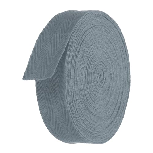 TA-VIGOR Baumwoll-Twillband, 30 mm, 9,1 m, Schrägband, Wimpelband, weiches natürliches Fischgrätenmuster, Gurtband, Rolle zum Nähen, Schneidern, Geschenkverpacken, DIY, Handwerk, Grau von TA-VIGOR