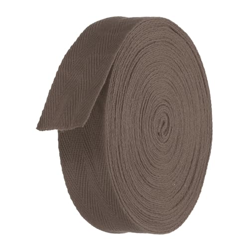 TA-VIGOR Baumwoll-Twillband, 30 mm, 9,1 m, Schrägband, Wimpelband, weiches natürliches Fischgrätenmuster, Gurtband, Rolle zum Nähen, Schneidern, Geschenkverpacken, DIY, Handwerk, Kaffee von TA-VIGOR