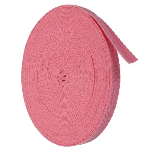 TA-VIGOR Baumwoll-Twillband, 6 mm, 9,1 m, Schrägband, Wimpelband, weiches natürliches Fischgrätenmuster, Gurtband, Rolle zum Nähen, Schneidern, Geschenkverpacken, Basteln, Rosa von TA-VIGOR