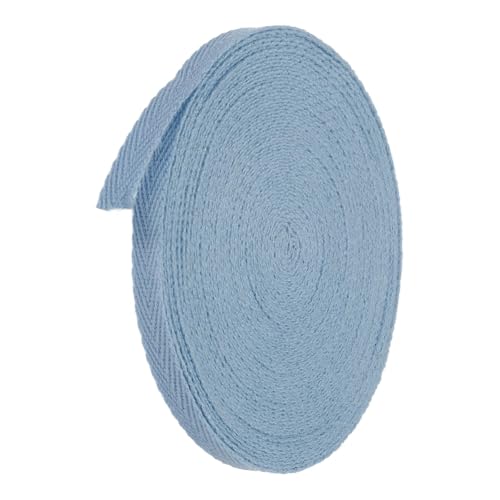 TA-VIGOR Baumwoll-Twillband, 6 mm, 9,1 m, Schrägband, Wimpelband, weiches natürliches Fischgrätenmuster, Gurtband, Rolle zum Nähen, Schneidern, Geschenkverpacken, Basteln, Stahlblau von TA-VIGOR