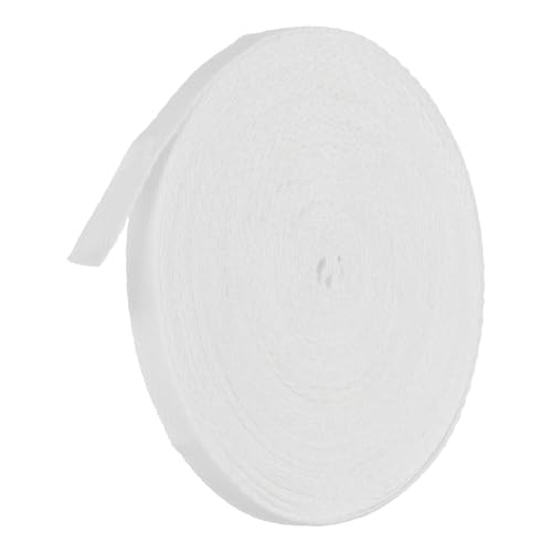 TA-VIGOR Baumwoll-Twillband, 6 mm, 9,1 m, Schrägband, Wimpelband, weiches natürliches Fischgrätenmuster, Gurtband, Rolle zum Nähen, Schneidern, Geschenkverpacken, Basteln, Weiß von TA-VIGOR