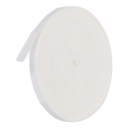 TA-VIGOR Baumwoll-Twillband, 6 mm, 9,1 m, Schrägband, Wimpelband, weiches natürliches Fischgrätenmuster, Gurtband, Rolle zum Nähen, Schneidern, Geschenkverpacken, Basteln, einfarbig, Weiß von TA-VIGOR