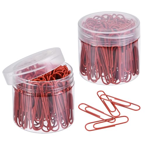 TA-VIGOR Büroklammern, mittelgroß, 5,1 cm, vinylbeschichtet, um ein Reißen zu verhindern, Seiten mit Box für die Organisation von Büro und Zuhause, Rot, 200 Stück von TA-VIGOR