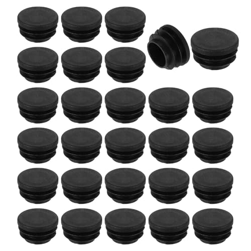 TA-VIGOR Runde Kunststoff-Endkappen, 25 mm, schwarze PE-Rohrstopfen für Stuhl, Tisch, Möbelbeine, Gleitbodenschutz, Rohrkappen für Bank, Hocker, Rahmen, Rohrendabdeckungen, 28 Stück von TA-VIGOR