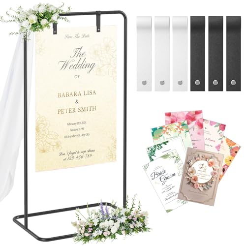 Hochzeits-Willkommensschild-Ständer, verstellbarer "Welcome to Our Wedding Sign Holder", Staffelei-Ständer für Schilder, W/Design-Paket und Lederschild-Aufhängegurte, für Party, Hochzeit, Babyparty Hochzeits-Willkommensschild-Ständer, verstellbarer "Welcome to Our Wedding Sign Holder", Staffelei-Ständer für Schilder, W/Design-Paket und Lederschild-Aufhängegurte, für Party, Hochzeit, Babyparty von TAANK