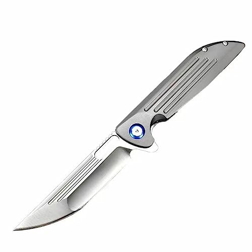 TABKER Klappmesser einhandmesser Stahl Messer im Freien Faltmesser Bowie Messer Griff aus Titanlegierung ist scharf und langlebig Taschenmesser mit Clip für Outdoor & Survival von TABKER