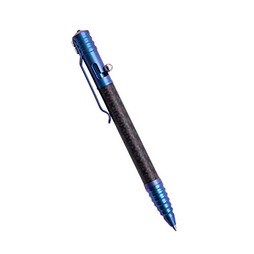 TACRAY Titan Bolt Action Pen, Glasbrecher Stift, Kohlefaser-Kugelschreiber für Business Unterschrift, glatter Schreibstift mit Schmidt Kugelschreibermine Made in Germany (blau) von TACRAY