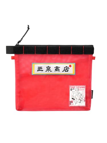 TACTICAL_GEEK Storage A11 Sunizumi Shoten Collaboration EDC Organizer Tasche, Nylon Aufbewahrungstasche, halbtransparente Netzstoff Digitalwerkzeug Tasche im Comic-Stil mit gesticktem Logo, Rot von TACTICAL_GEEK