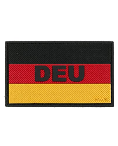 TACWRK PVC Rubber Patch Deutschland-Flagge mit Klettrückseite und erhabenem DEU-Schriftzug 80 x 50 mm von TACWRK