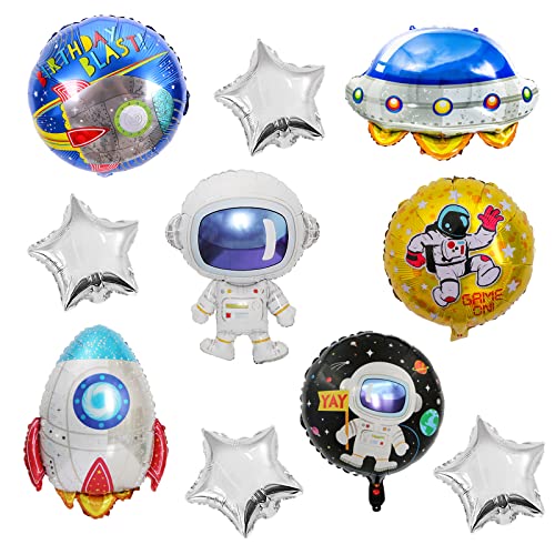 10pcs Weltraum Ballon Set, TACYKIBD Weltraum Rakete Raummann Astronaut Aluminiumfolie Ballons, riesige Folie Helium Ballon Raum Thema Party Dekorationen für Mädchen Kinder Geburtstag Baby Dusche von TACYKIBD