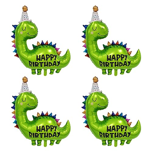 4 Stücke Dinosaurier Folienballons, TACYKIBD Dino Happy Birthday Folien Luftballons, Deko Kinder Geburtstag Ballons für Dino Party Kindergeburtstag Geburtstag Junge Dschungel Dekoration von TACYKIBD