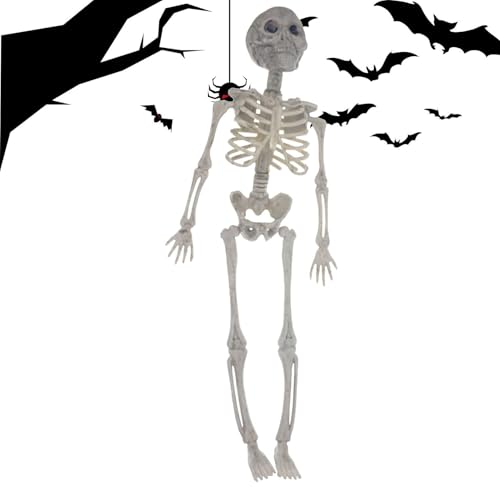 TADAYIM Bewegliche Skelettfigur,Bewegliches Gelenkskelett menschlicher Modellschädel | Indoor Outdoor Creepy Skeleton Requisiten Halloween Dekoration von TADAYIM