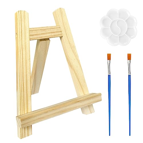 1 Mini-Ölgemäldeständer, 2 Ölgemäldepinsel, 1 Palette, Mini-Staffelei, Holzklappständer, Kinderstaffelei, Kindermalpinsel, Kunstpalette von TAFACE