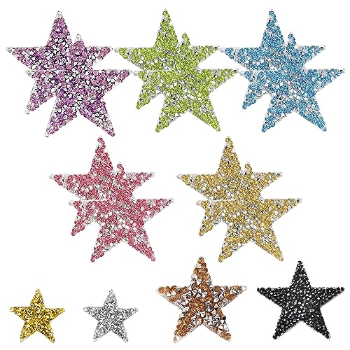 14 Stück glänzende Stern-Aufbügelflicken, Strass-Stern-Applikationsdekoration, bunte Stern-Reparaturflicken, Aufbügelflicken für Kleidung, DIY-Bekleidungszubehör, für Denim, T-Shirt-Reparatur 14 Stück glänzende Stern-Aufbügelflicken, Strass-Stern-Applikationsdekoration, bunte Stern-Reparaturflicken, Aufbügelflicken für Kleidung, DIY-Bekleidungszubehör, für Denim, T-Shirt-Reparatur von TAFACE
