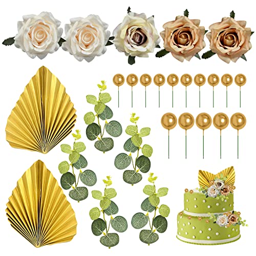 27 Stück Rosette Cake Toppers, Set Dekoration für Geburtstagskuchen, Dessert, Dekoration für Geburtstagsfeiern, Urlaubsdekoration von TAFACE