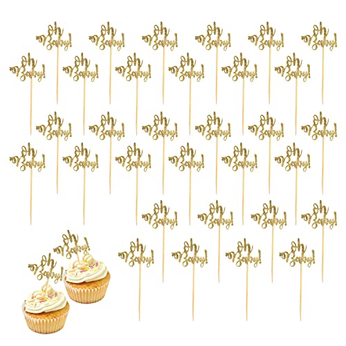 32 stück Baby-Taufkuchen-Plug-Ins, Goldener Glitzer dekorative Accessoires, Oh Baby kreativer Kuchen Zylinderhut, geeignet für Baby-Begrüßungspartys, Geburtstagsfeiern, Mottopartys 32 stück Baby-Taufkuchen-Plug-Ins, Goldener Glitzer dekorative Accessoires, Oh Baby kreativer Kuchen Zylinderhut, geeignet für Baby-Begrüßungspartys, Geburtstagsfeiern, Mottopartys von TAFACE