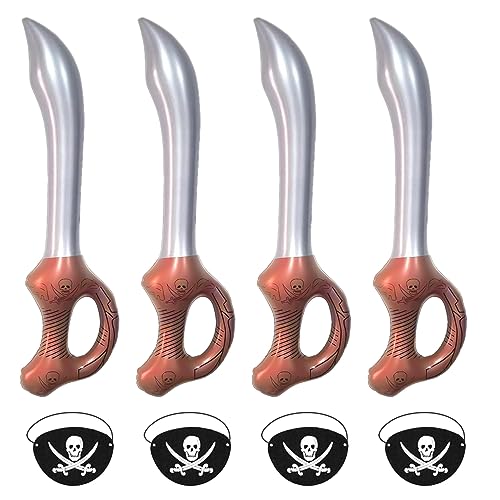 4 aufblasbare Piratenschwerter, 4 Piraten-Augenklappen, Machetenstab, aufblasbarer Säbelball, Piraten-Themenparty, Piratenkostüm-Zubehör, Piraten-Cosplay-Zubehör 4 aufblasbare Piratenschwerter, 4 Piraten-Augenklappen, Machetenstab, aufblasbarer Säbelball, Piraten-Themenparty, Piratenkostüm-Zubehör, Piraten-Cosplay-Zubehör von TAFACE
