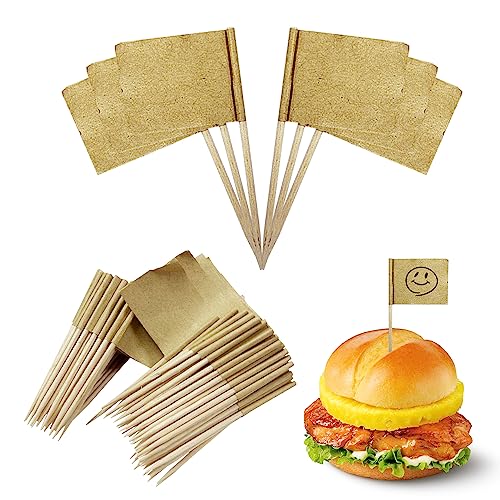 TAFACE 150 Stück Dekorationen für Zahnstocher, Etiketten aus Kraftpapier, blanko, Dekoration für Mini-Flagge, Zahnstocher, Kucheneinsätze, für Geburtstagsfeier, Buffet, Bankett TAFACE 150 Stück Dekorationen für Zahnstocher, Etiketten aus Kraftpapier, blanko, Dekoration für Mini-Flagge, Zahnstocher, Kucheneinsätze, für Geburtstagsfeier, Buffet, Bankett von TAFACE