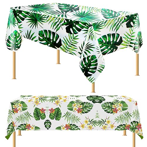 TAFACE 2 Stück Hawaii-Tischdecken, Tischdecke aus Kunststoff, wasserdicht und ölbeständig, Tischdecke aus tropischem Palmblatt, Outdoor-Tischdecke für Sommerparty, Dekoration mit tropischem Thema, 2 von TAFACE