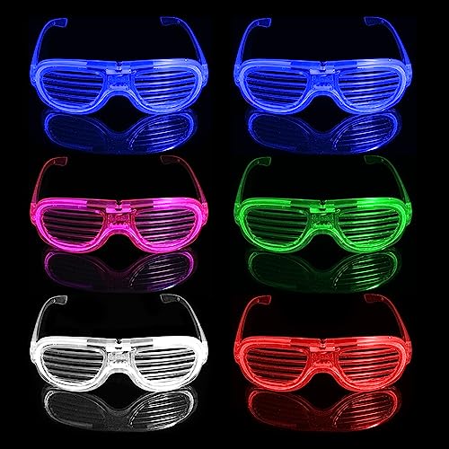 TAFACE 6 Stück Leuchtende Cutout-Brillen, Shutter-Party-Brillen, Lustige Brillen Für Kinder, Retro-Neonfarben-Brillen, Maskerade-Brillen Für Erwachsene, Kindergeburtstage, Halloween, Rave, Konzert TAFACE 6 Stück Leuchtende Cutout-Brillen, Shutter-Party-Brillen, Lustige Brillen Für Kinder, Retro-Neonfarben-Brillen, Maskerade-Brillen Für Erwachsene, Kindergeburtstage, Halloween, Rave, Konzert von TAFACE