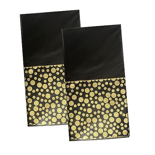TAFACE Tischdecke aus Schwarzgold, 2 Stück, 137 cm x 274 cm, dekorative Tischdecke mit Punktmuster, verdickt, wasserdicht und ölbeständig, Tischdecke, geeignet für Picknick, Party, Hochzeit von TAFACE
