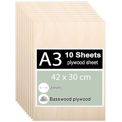 10 Stück Sperrholzplatte 2mm, A3 Sperrholz 42 x 30 cm, Linde Sperrholz, Dünne Holz-Zuschnitte, Holzplatten für für DIY Holzarbeiten, Laserbearbeitung, Brandmalerei, Modellbau, Deko, Gemälde 10 Stück Sperrholzplatte 2mm, A3 Sperrholz 42 x 30 cm, Linde Sperrholz, Dünne Holz-Zuschnitte, Holzplatten für für DIY Holzarbeiten, Laserbearbeitung, Brandmalerei, Modellbau, Deko, Gemälde von TAFONUP